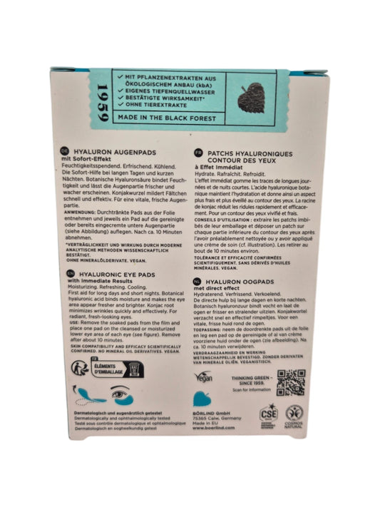 Annemarie Börlind Hyaluron Augenpads – Sofort Effekt – 6x2 Stück