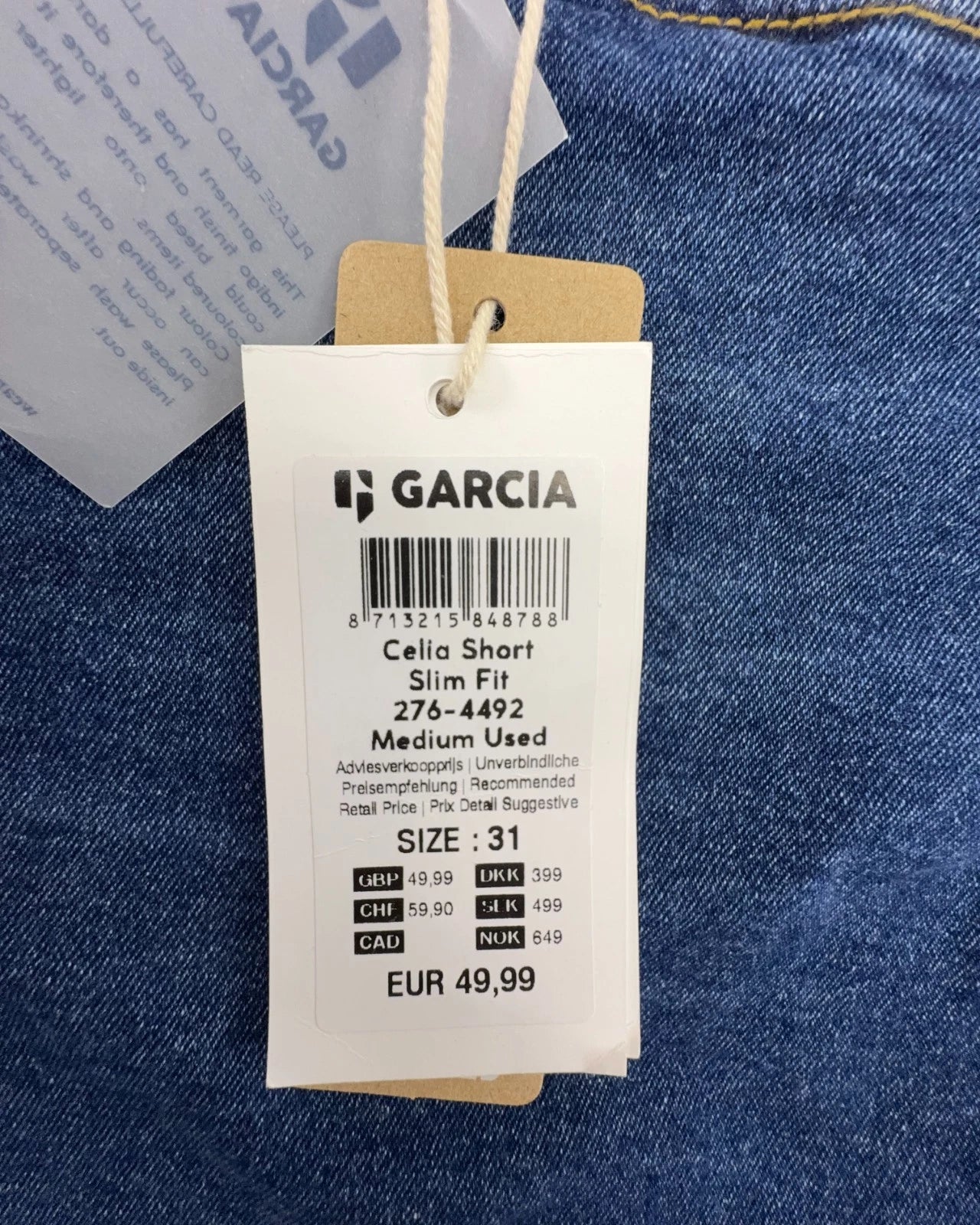 Garcia Damen Jeansshorts Celia Gr. W31 Shorts kurze Hose blau High Waist Slim Fit