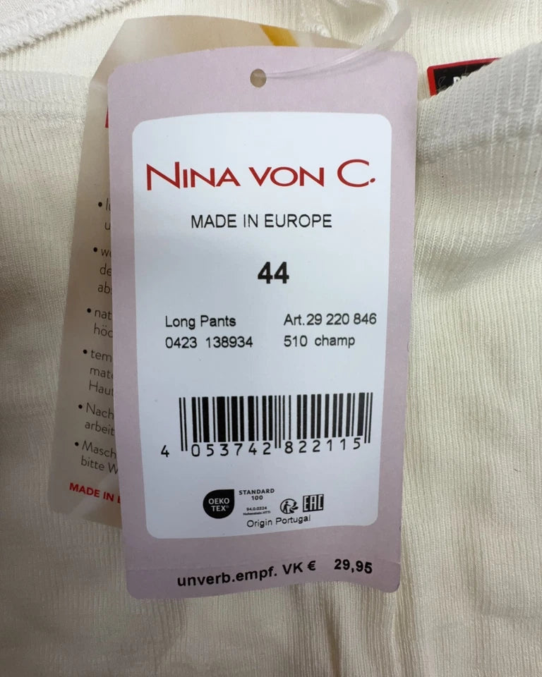 Nina von C. Damen Radlerhose "Wool Silk" – Champagner – Größe 44 Longpants