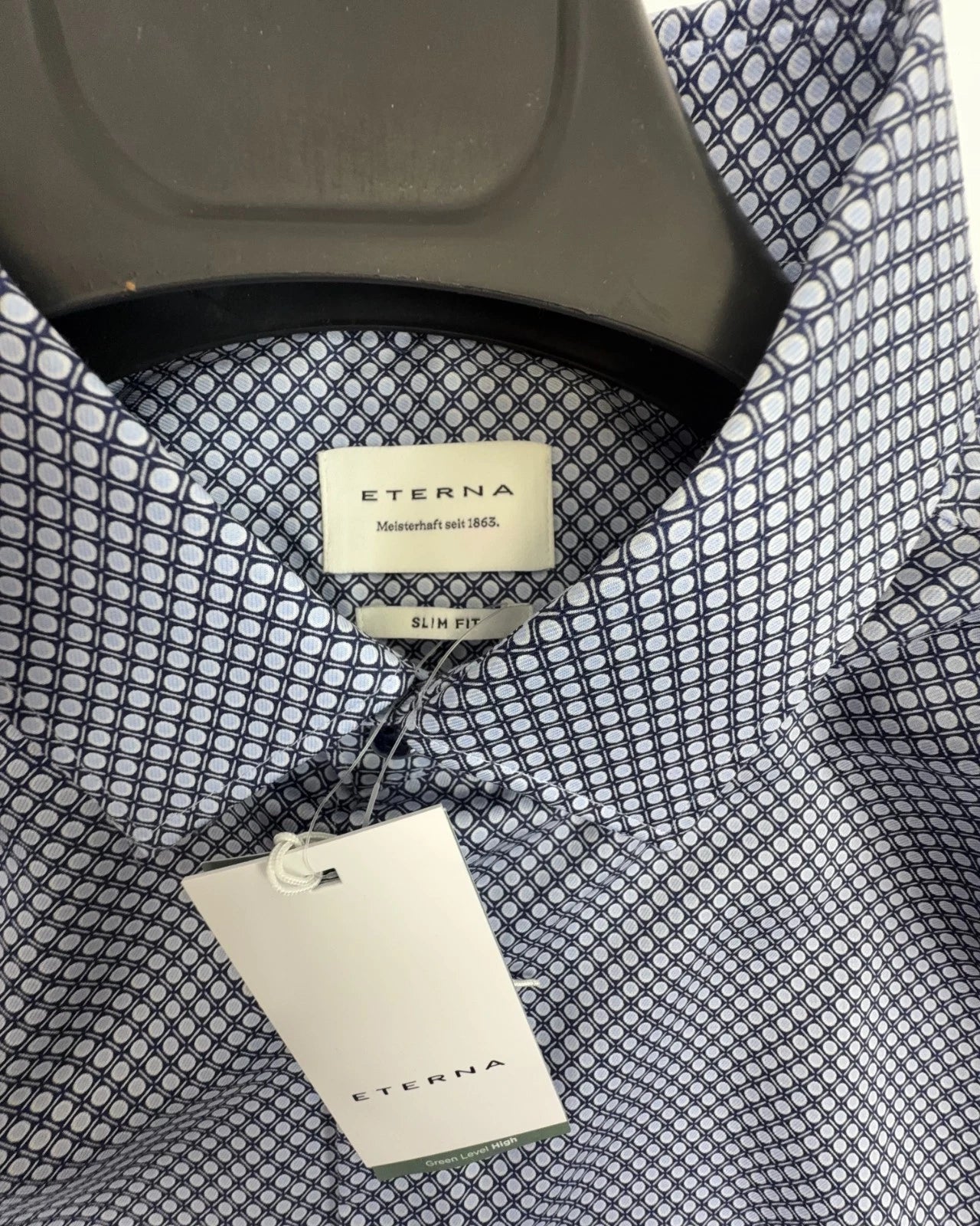Eterna Herren Hemd Slim Fit Businesshemd Allover-Print Bleu Gr. 40 Baumwolle