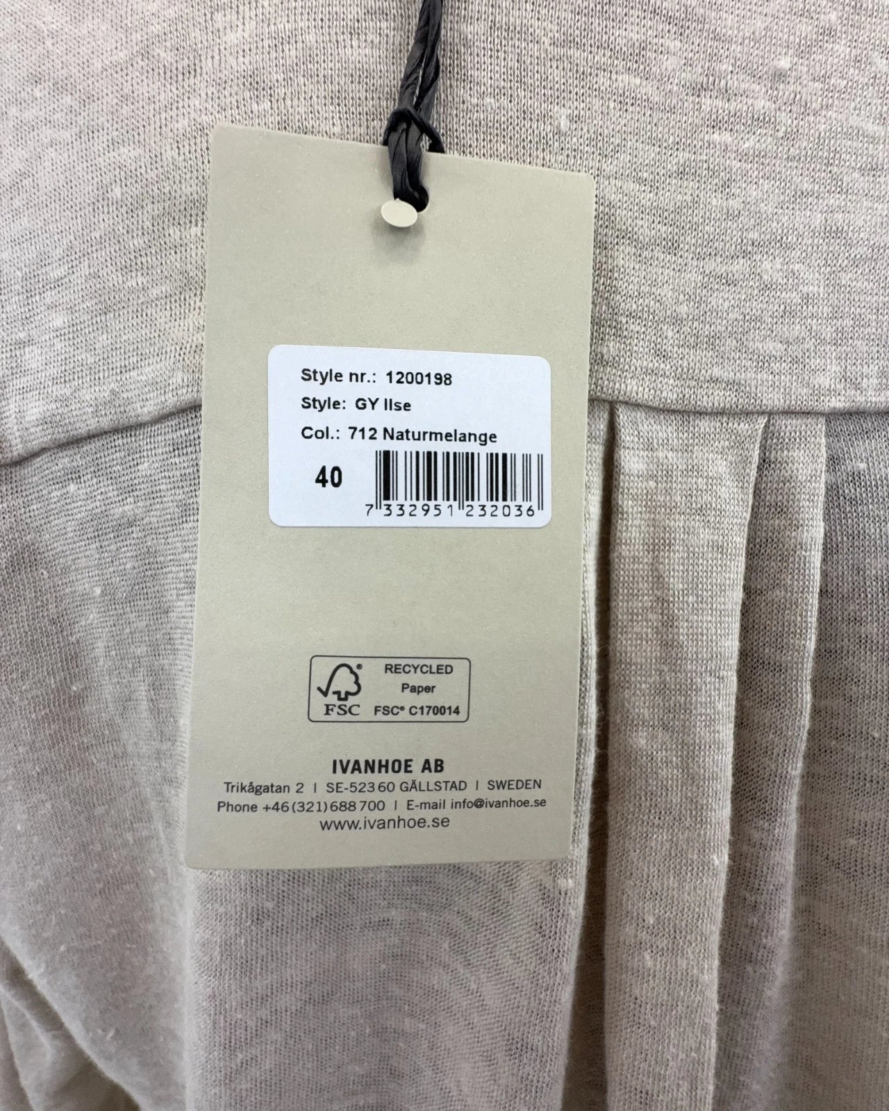 Ivanhoe Damenshirt GY Ilse Leinen Shirt Gr. 40 Naturmelange 3/4 Arm Sommershirt