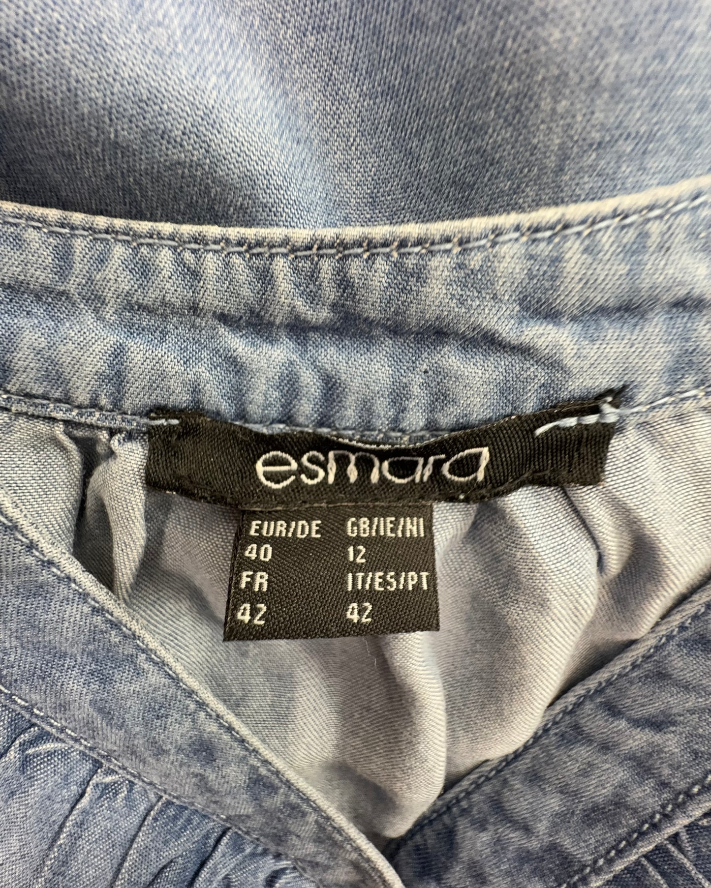 Esmara Damen Kleid in Jeansoptik Gr. 42 Blau Kleid Langarm Elastische Taille