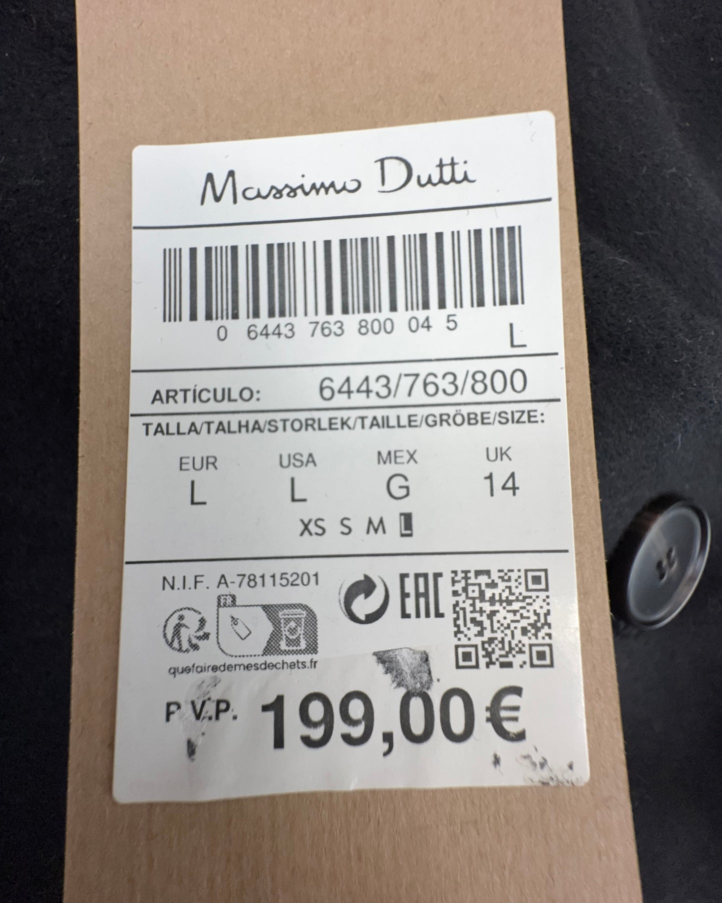 Massimo Dutti Damen Mantel Gr. L / 40 Schwarz Wintermantel lang / Jacke Outwear