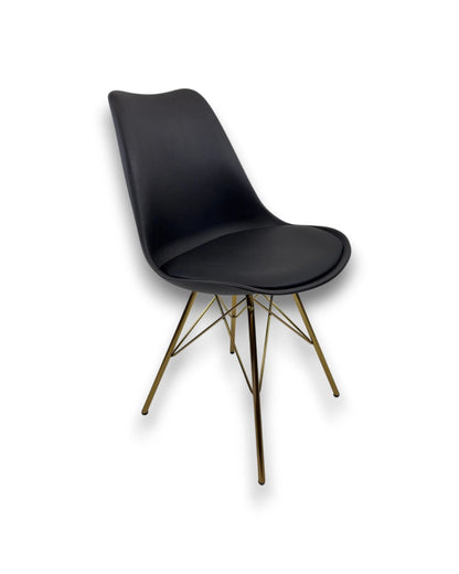Riess Ambiente Design Stuhl Scandinavia Schwarz Goldene Beine Schalenstuhl