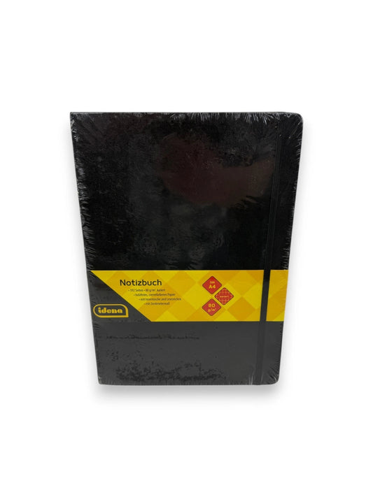 IDENA 209280 Notizbuch A4 Kariert 192 Seiten 80g/m² Schwarz Innentasche Hardcove