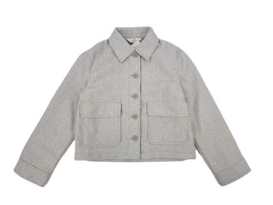 H&M Mädchen Gefilztes Shacket Gr. 158 hellgrau Jacke geknöpft Filzjacke