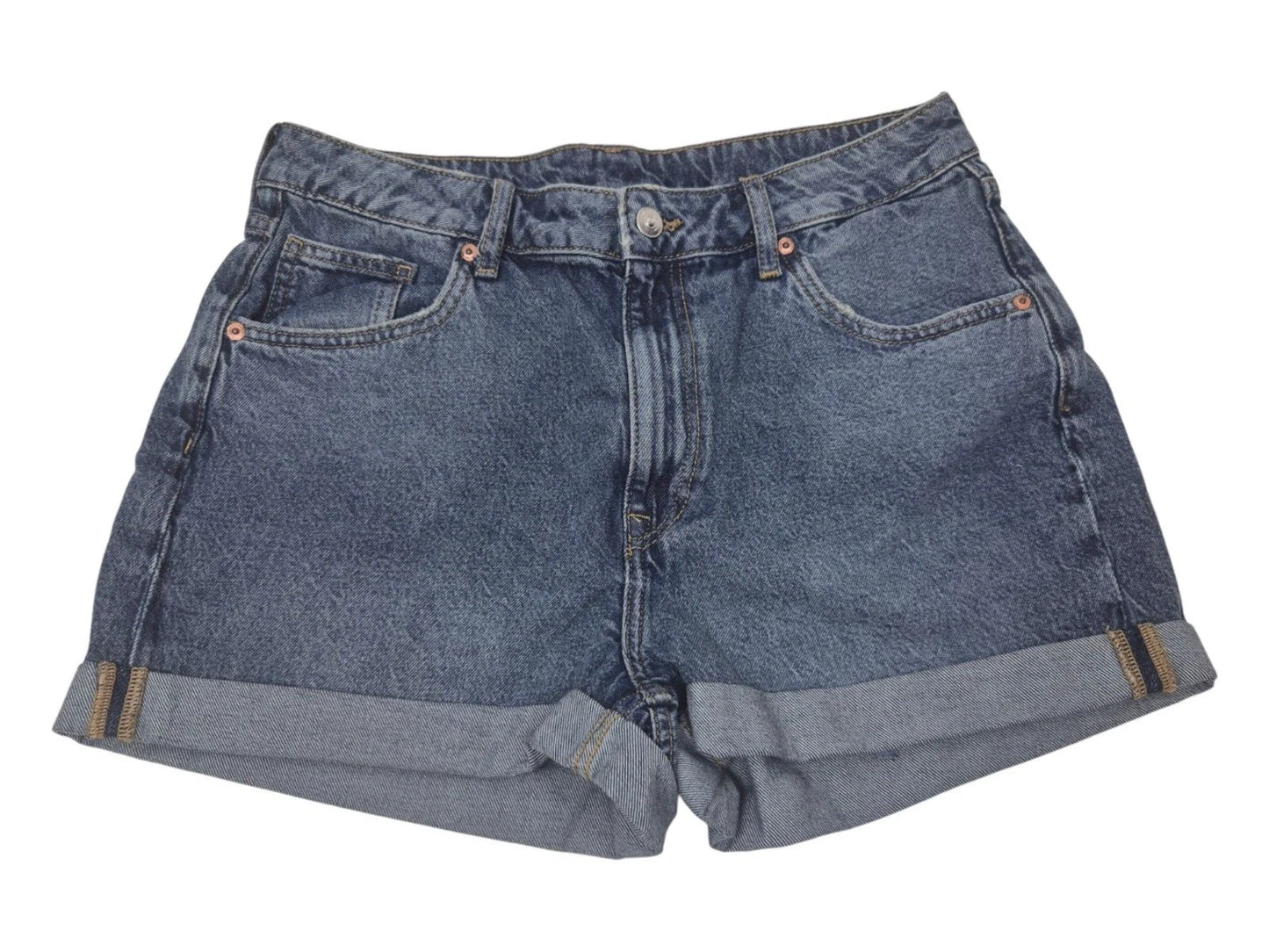 Jeansshorts H&M Gr. 42 hoher Bund High Waist Shorts Blau DIVIDED Regular Fit NEU