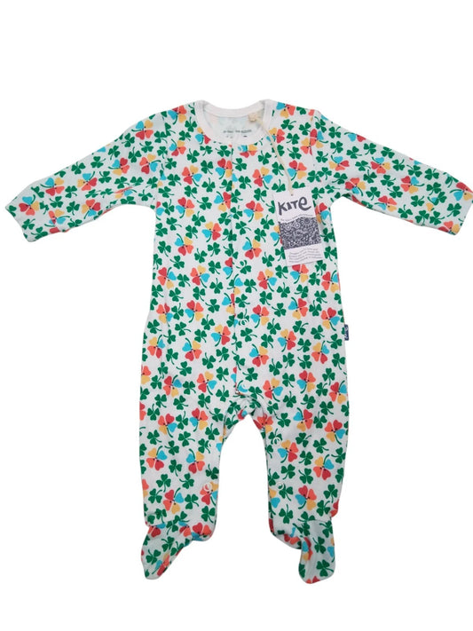 Kite Baby Einteiler Strampler Kleeblatt Muster Gr. 56-62cm 0-3m Druckknöpfe