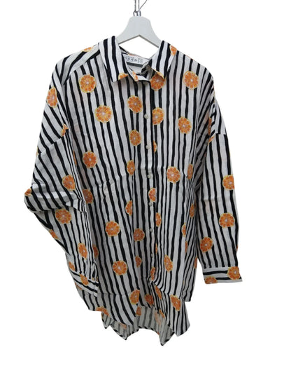 Studio Untold Damen Streifenbluse Musselin Oversized Fruitprint Gr. 42/44
