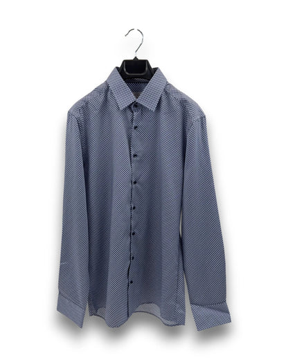 Eterna Herren Hemd Slim Fit Businesshemd Allover-Print Bleu Gr. 40 Baumwolle