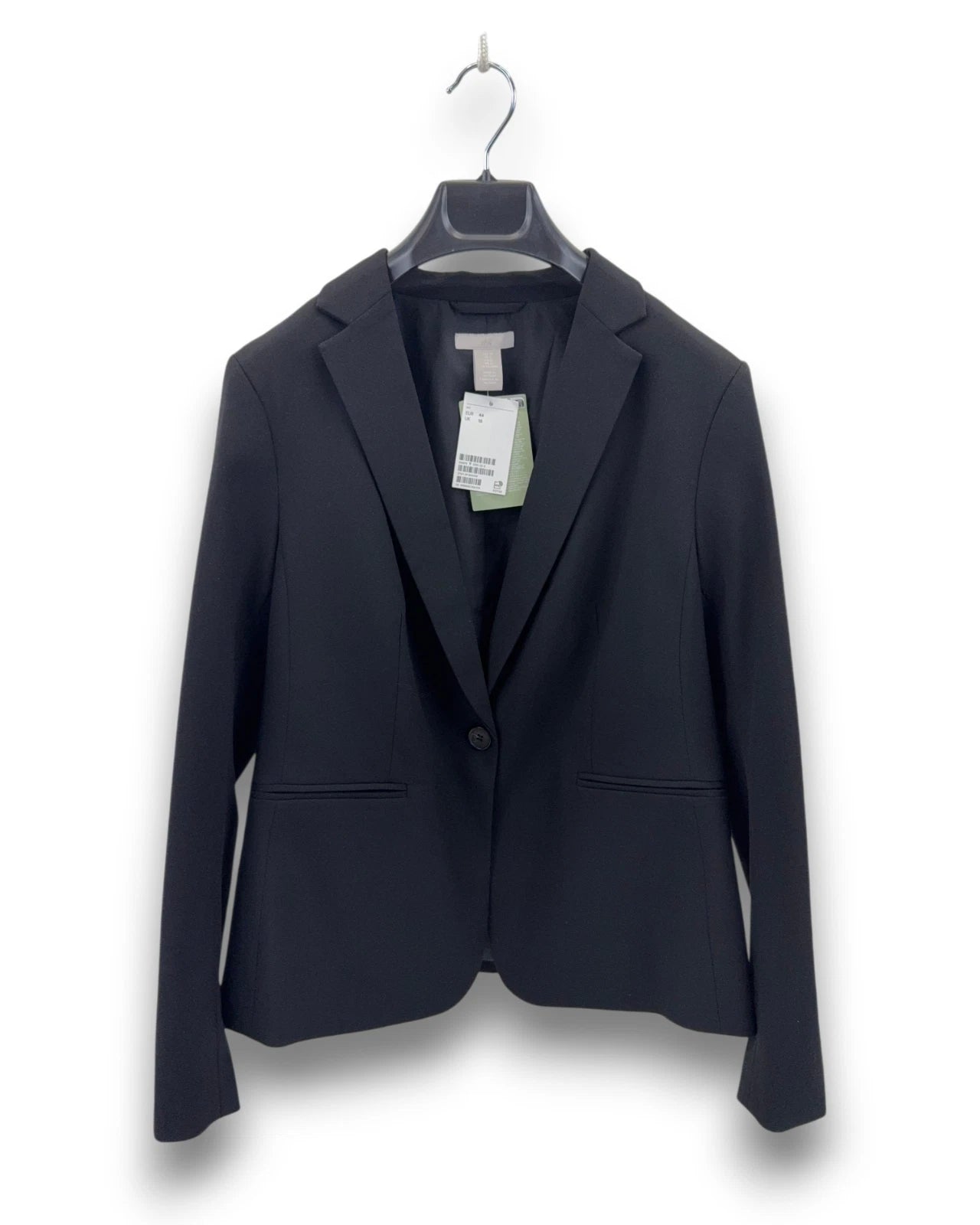 H&M Damen Blazer Gr. 44 Schwarz Tailliert Business Gehschlitz Figurformend