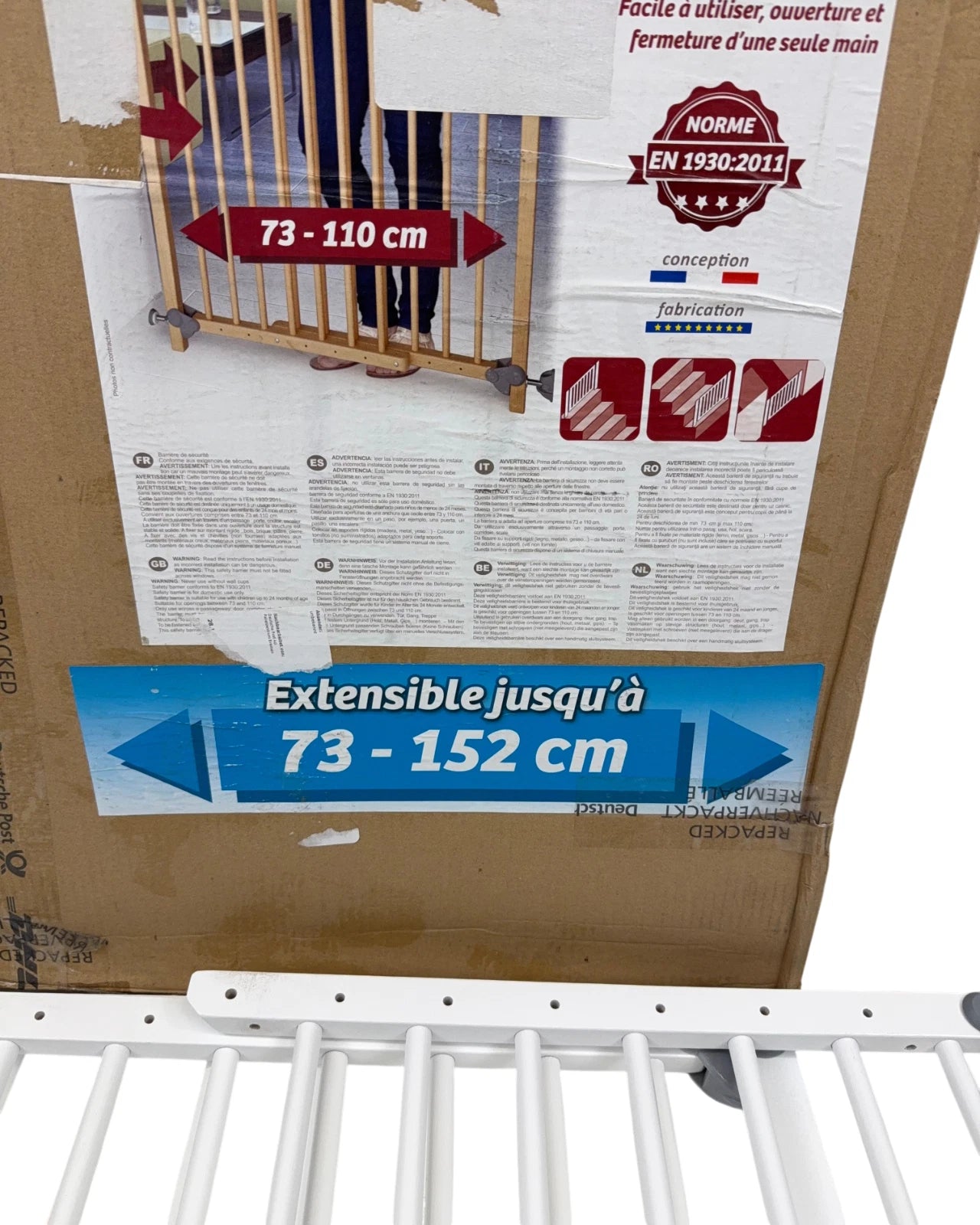 WEBABY – ausziehbar Babygitter Türschutzgitter Babygitter weiß 73-152cm