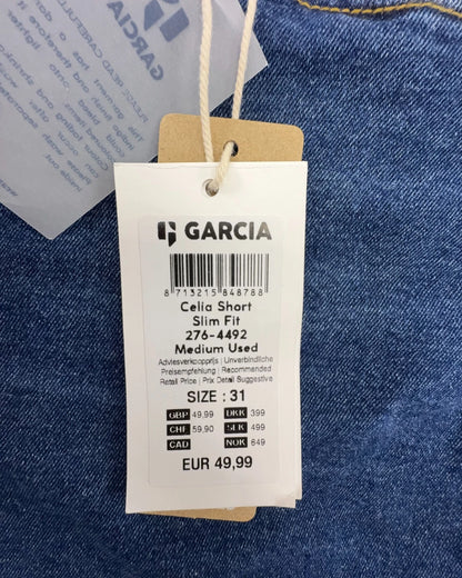 Garcia Damen Jeansshorts Celia Gr. W31 Shorts kurze Hose blau High Waist Slim Fit