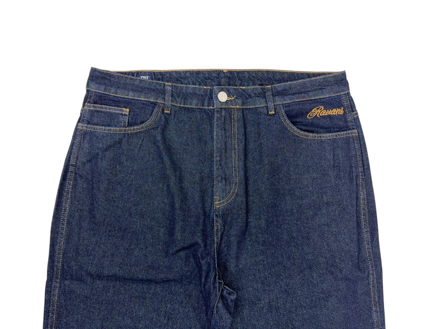 RVNI Herren Baggy Fit Jeans OG Nazar Gr. 36 Dark Blue Mit Patches hinten Hose
