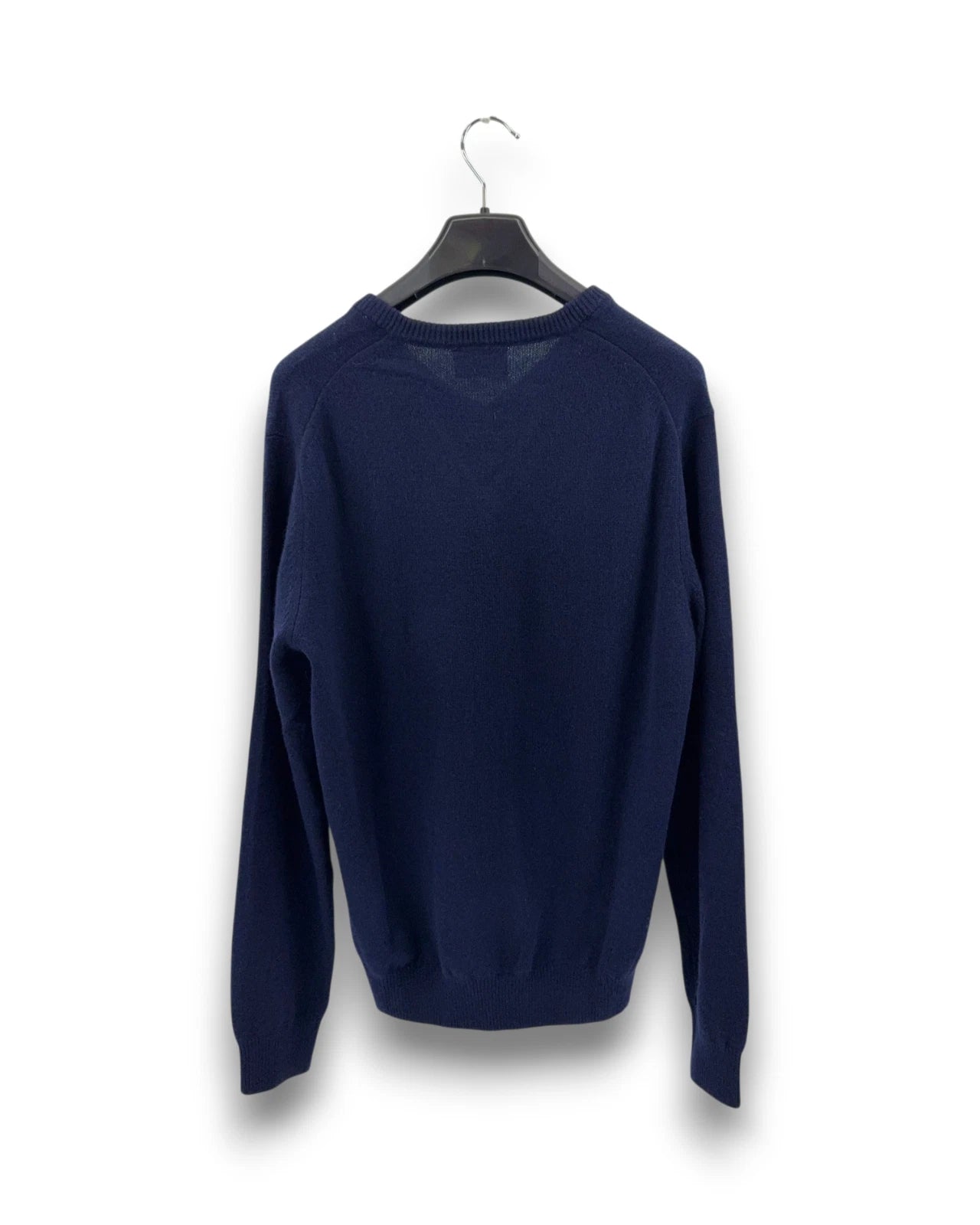 Hackett London Herren Pullover Gr. L Midnight Blue 100% Lammwolle V-Ausschnitt