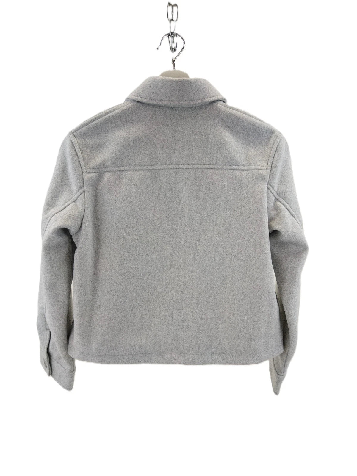 H&M Mädchen Gefilztes Shacket Gr. 158 hellgrau Jacke geknöpft Filzjacke