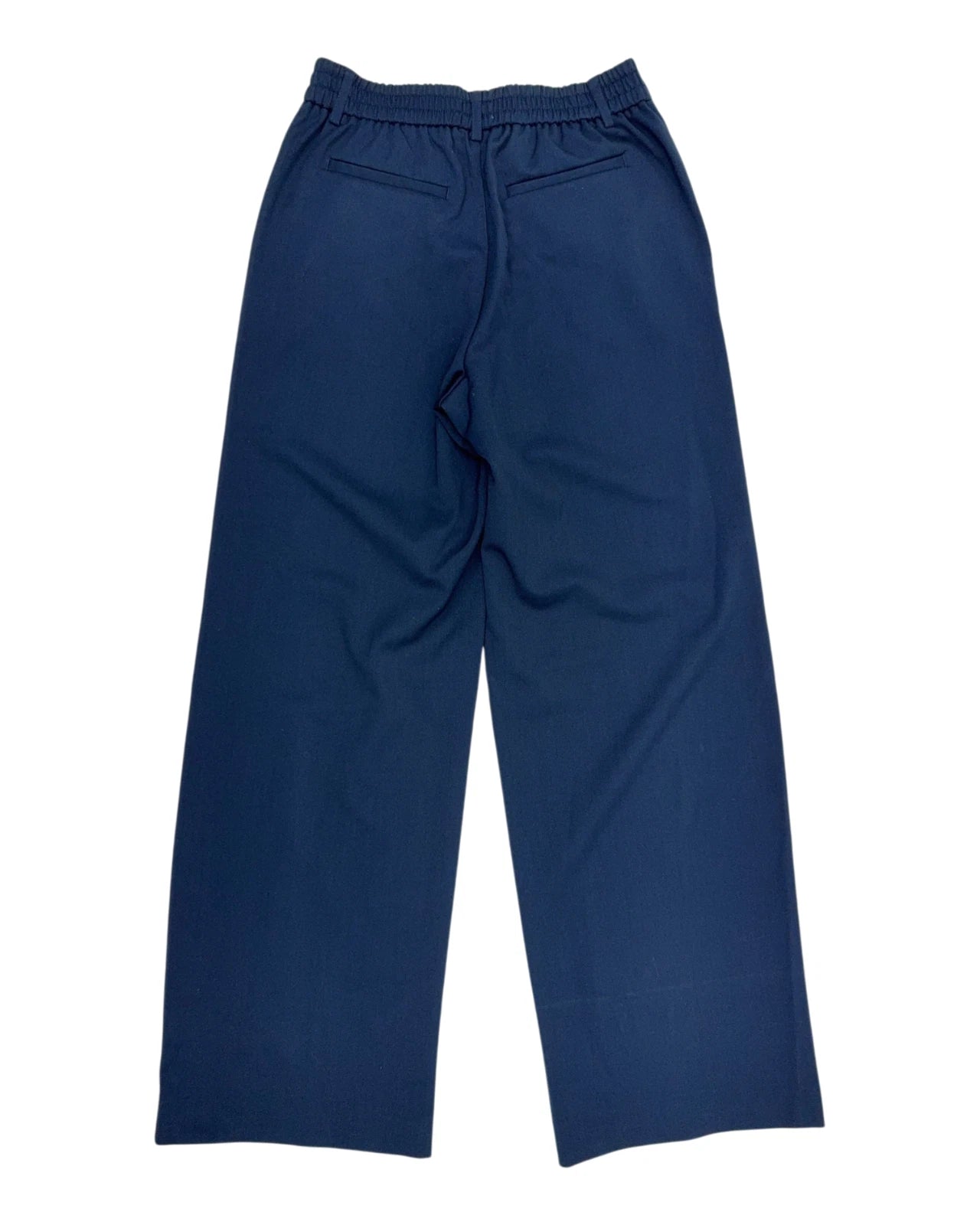 Object Damen Hose Gr. 36 Marineblau Weites Bein Hoher Bund Stretch Stoffhose