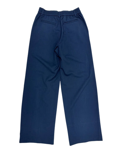 Object Damen Hose Gr. 36 Marineblau Weites Bein Hoher Bund Stretch Stoffhose