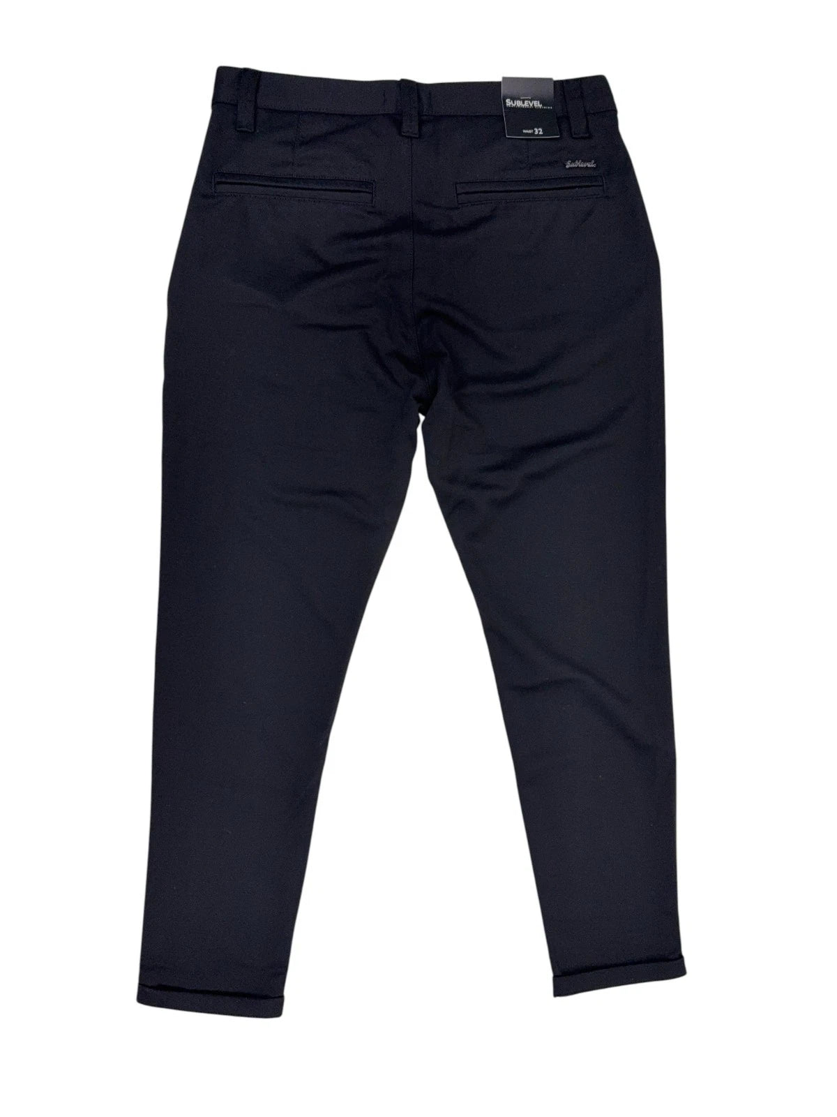 Sublevel Herren Chino Hose Gr. 32 schwarz mit Aufschlag Stretchmaterial