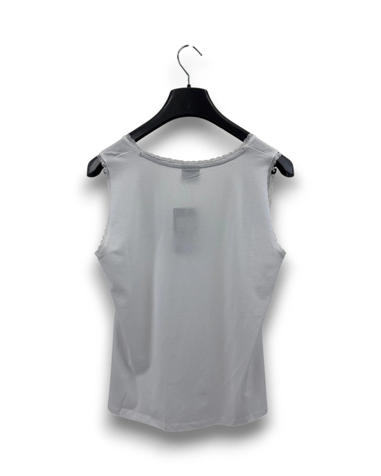 Laurason Damen Top Gr. L Weiß ärmellos mit Spitze Oberteil Shirt