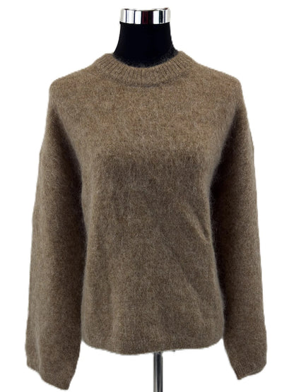 H&M Damen Oversized Pullover aus Mohairmix in Dunkelbeige Gr. M Strickpullover