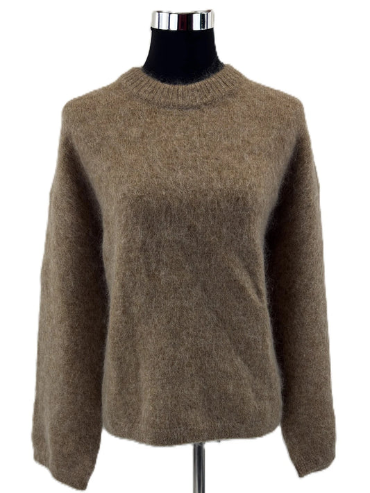 H&M Damen Oversized Pullover aus Mohairmix in Dunkelbeige Gr. M Strickpullover