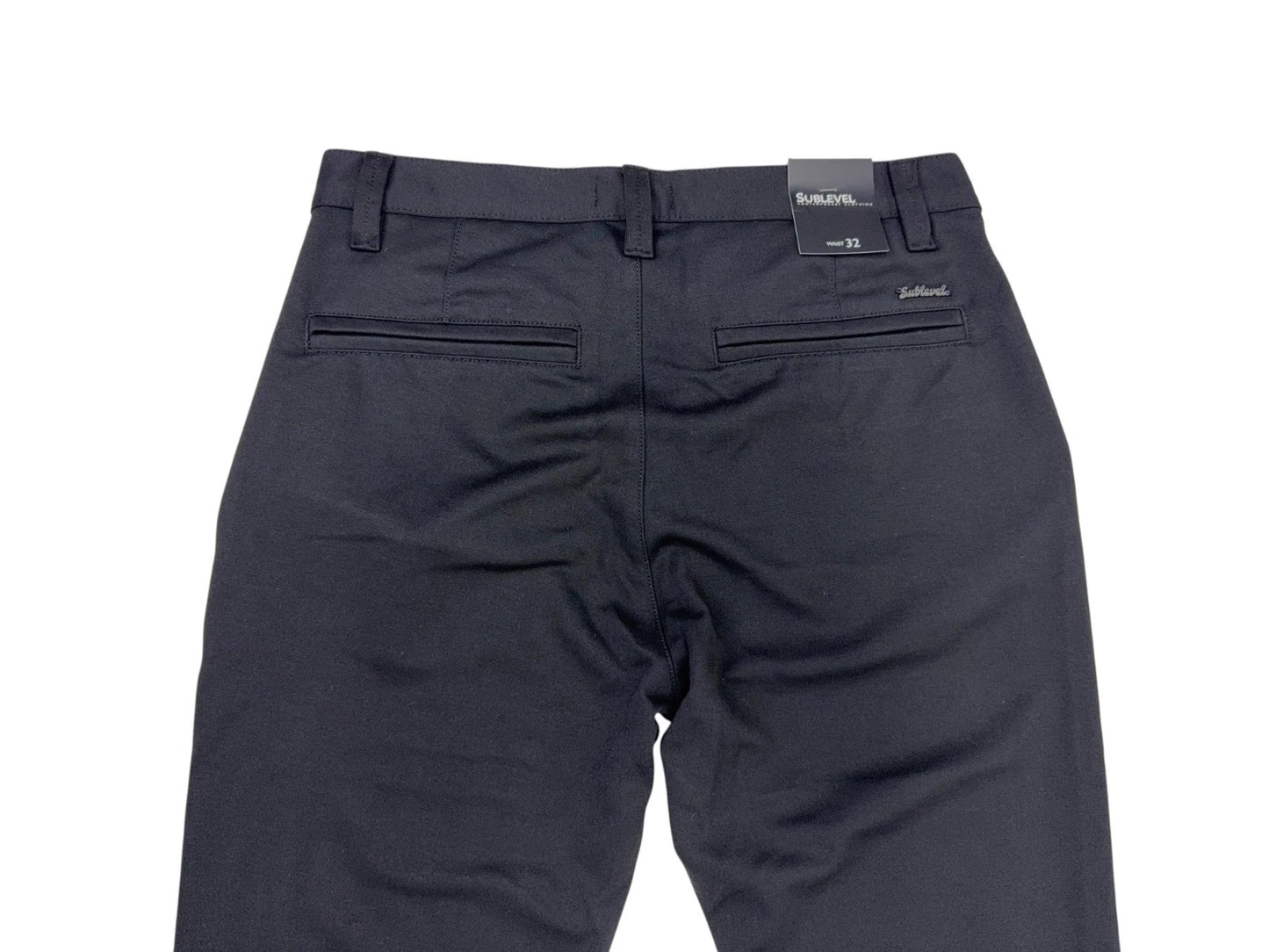 Sublevel Herren Chino Hose Gr. 32 schwarz mit Aufschlag Stretchmaterial