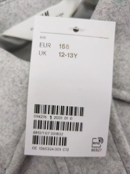 H&M Mädchen Gefilztes Shacket Gr. 158 hellgrau Jacke geknöpft Filzjacke