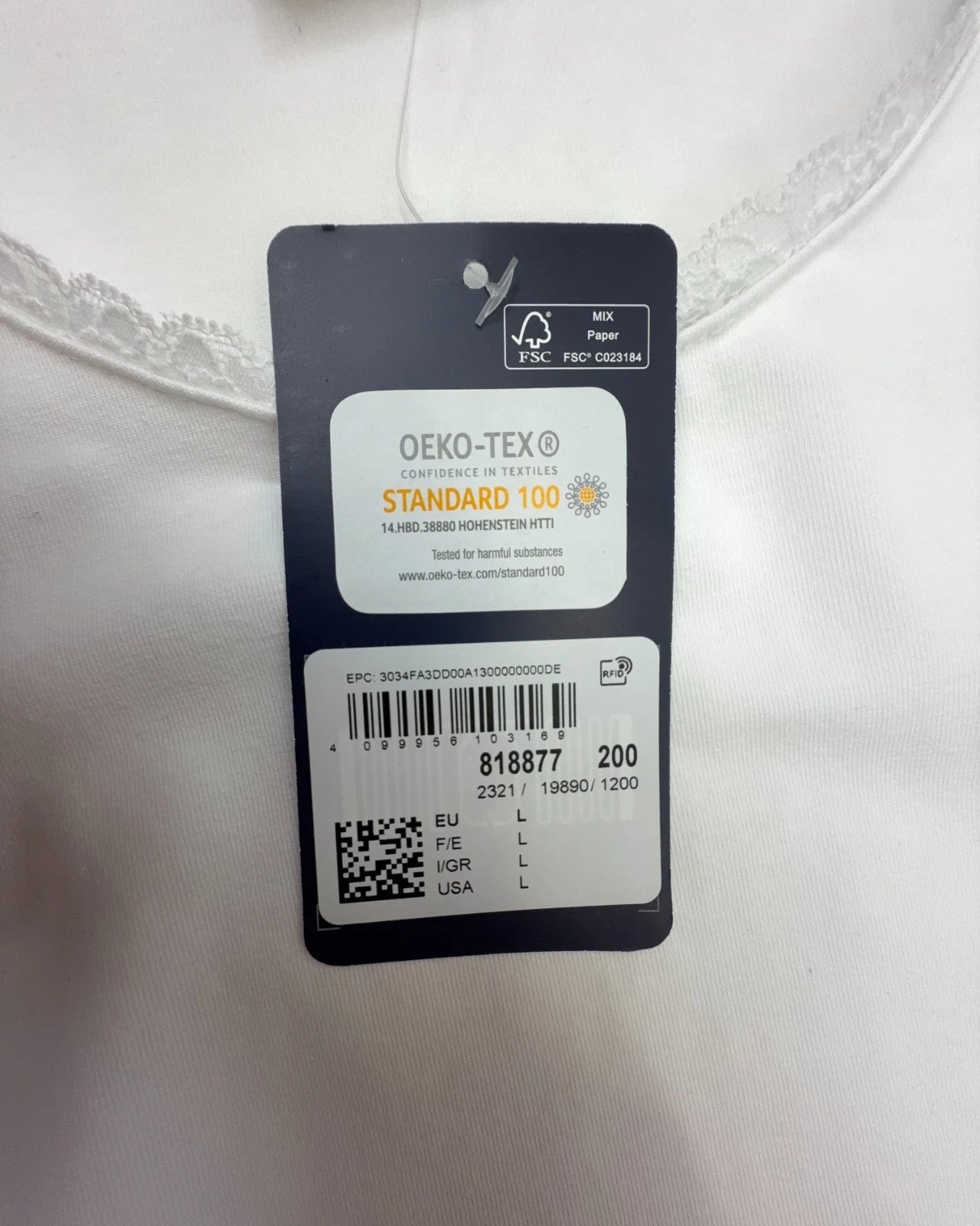 Laurason Damen Top Gr. L Weiß ärmellos mit Spitze Oberteil Shirt