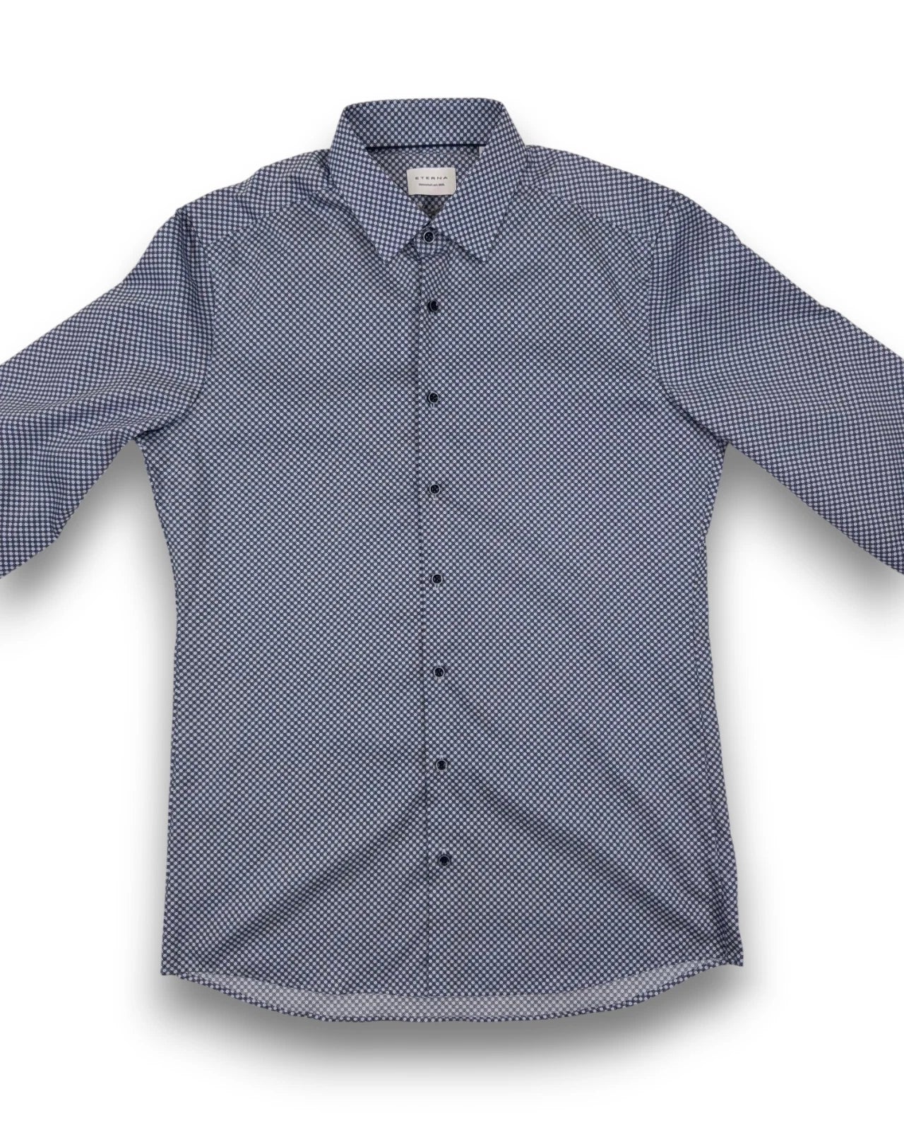 Eterna Herren Hemd Slim Fit Businesshemd Allover-Print Bleu Gr. 40 Baumwolle