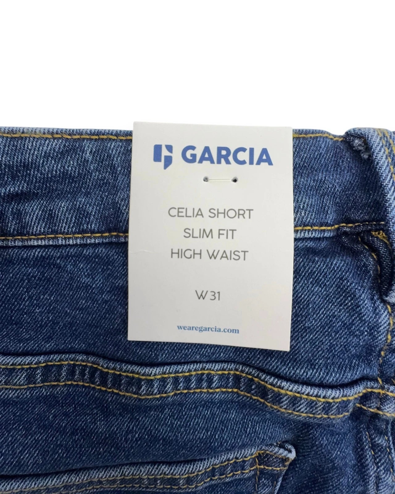 Garcia Damen Jeansshorts Celia Gr. W31 Shorts kurze Hose blau High Waist Slim Fit