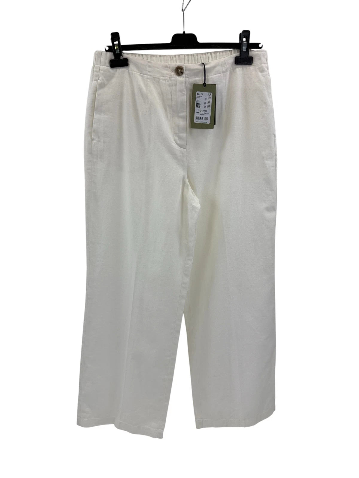 Marc OߴPolo Damen Stoffhose Gr. 38 Off White mit Leinenanteil Stretchbund