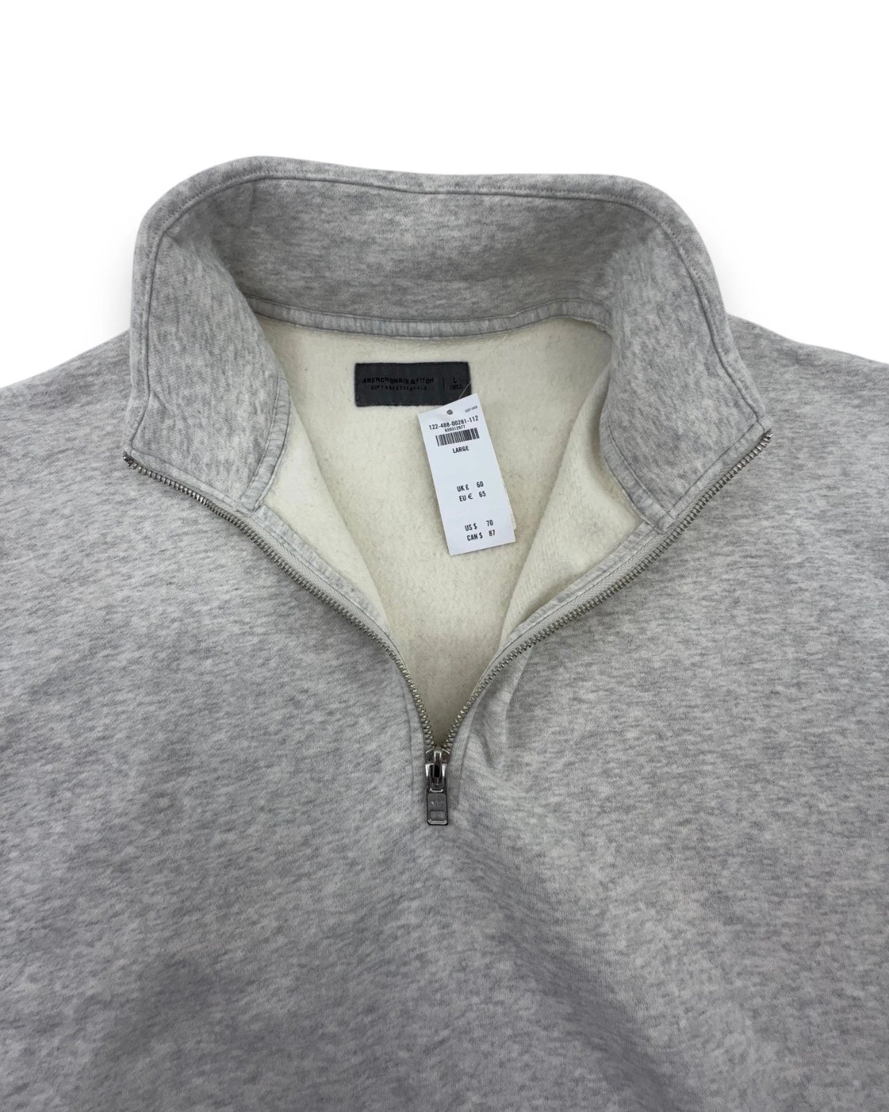 Abercrombie & Fitch Herren Essentials Half Zip Sweatshirt Gr. L Grau Pullover