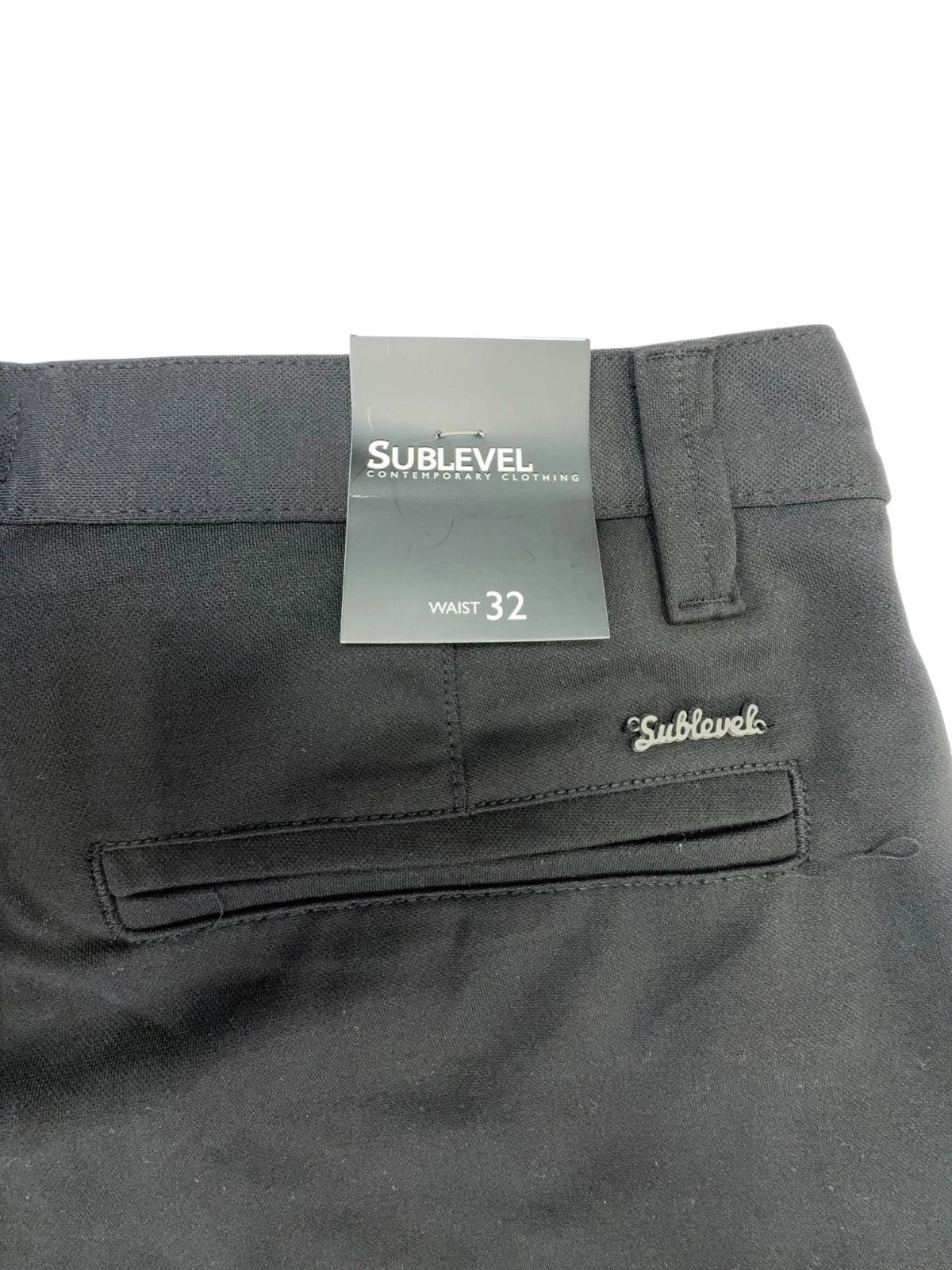 Sublevel Herren Chino Hose Gr. 32 schwarz mit Aufschlag Stretchmaterial