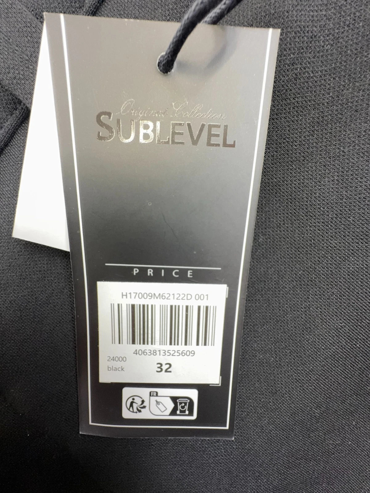 Sublevel Herren Chino Hose Gr. 32 schwarz mit Aufschlag Stretchmaterial