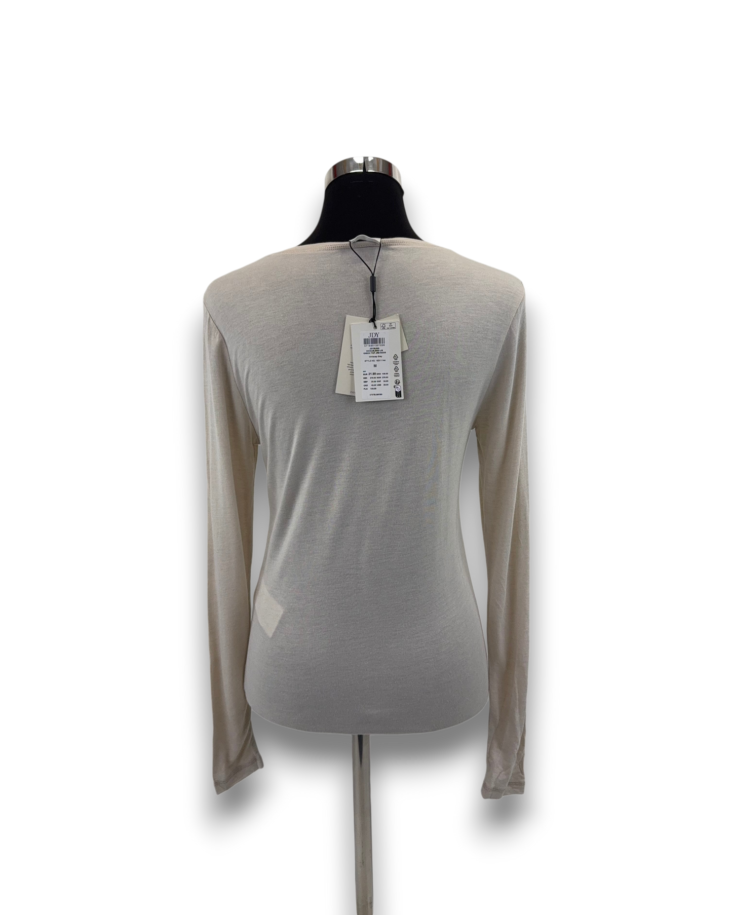 JDY Damen Langarmshirt – Whitecap Gray – Größe M Shirt dünner Pullover