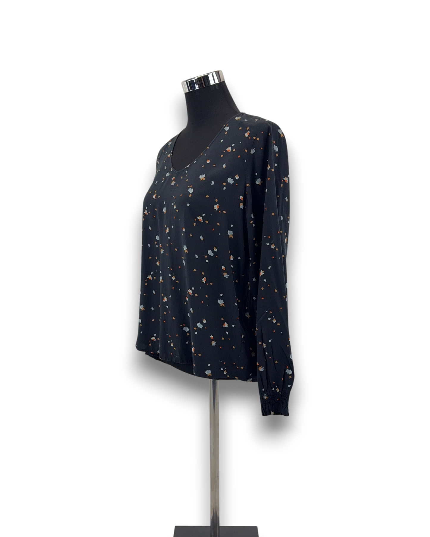 Tom Tailor Damen Bluse – Schwarz Geblümt – Größe S Langarm Oberteil Sommerbluse