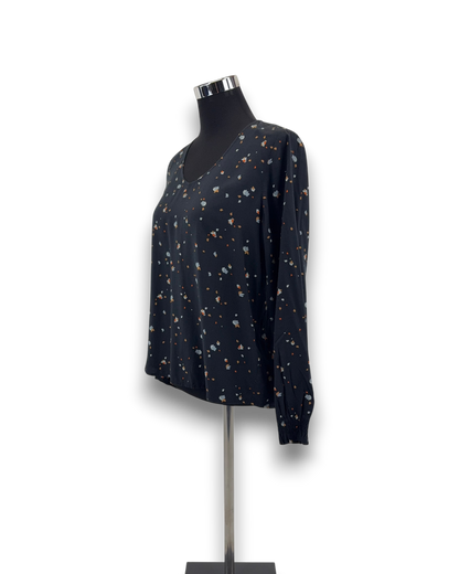 Tom Tailor Damen Bluse – Schwarz Geblümt – Größe S Langarm Oberteil Sommerbluse