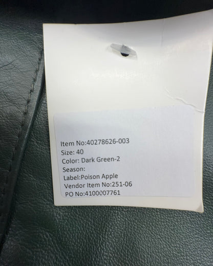 Poison Apple Damen Lederjacke – Dunkelgrün – Größe 40 Lammnappa Jacke kurz