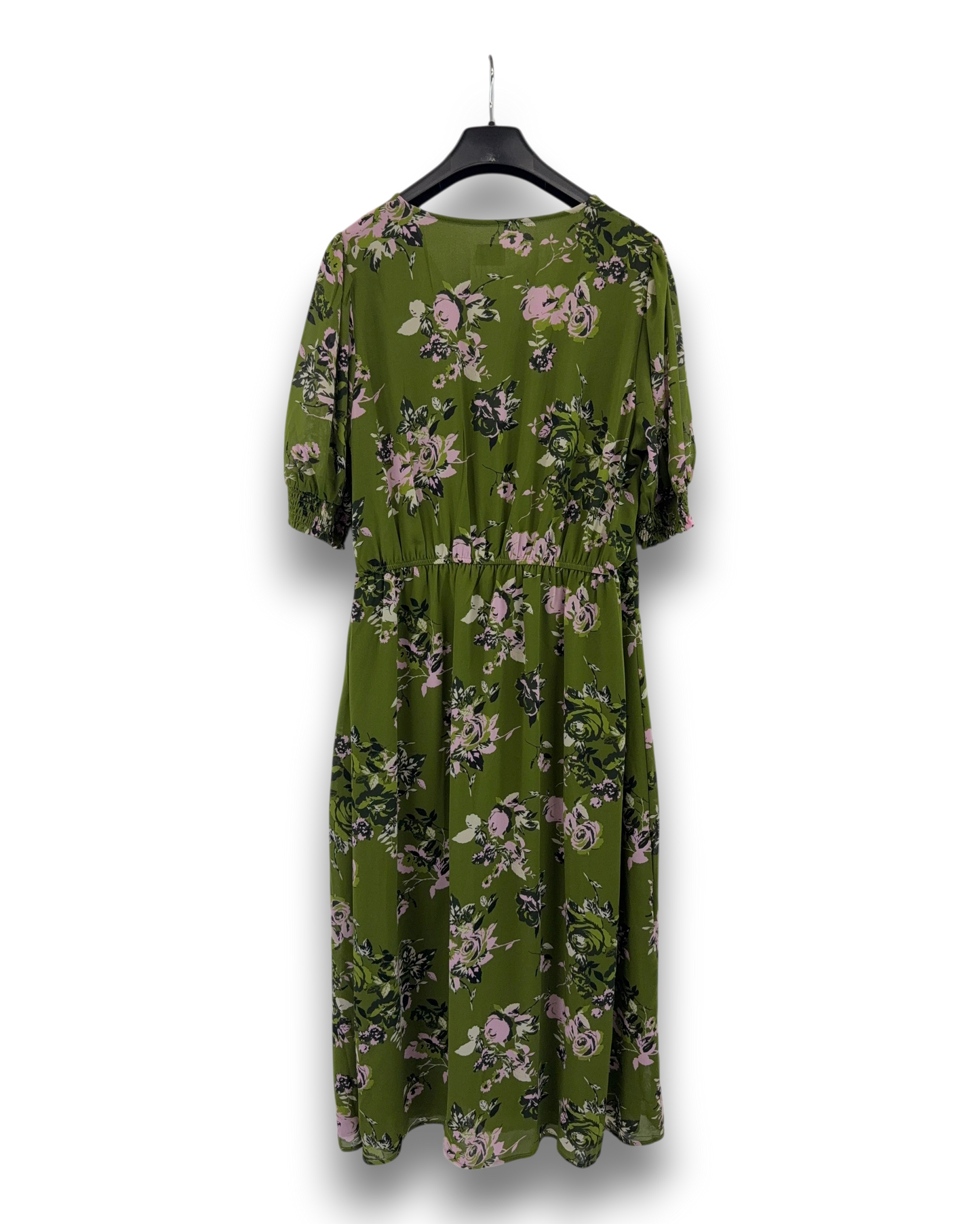 Kaffe Damen Kleid KAvita – Grün – Größe 44 Midi Kleid mit Floralem Muster