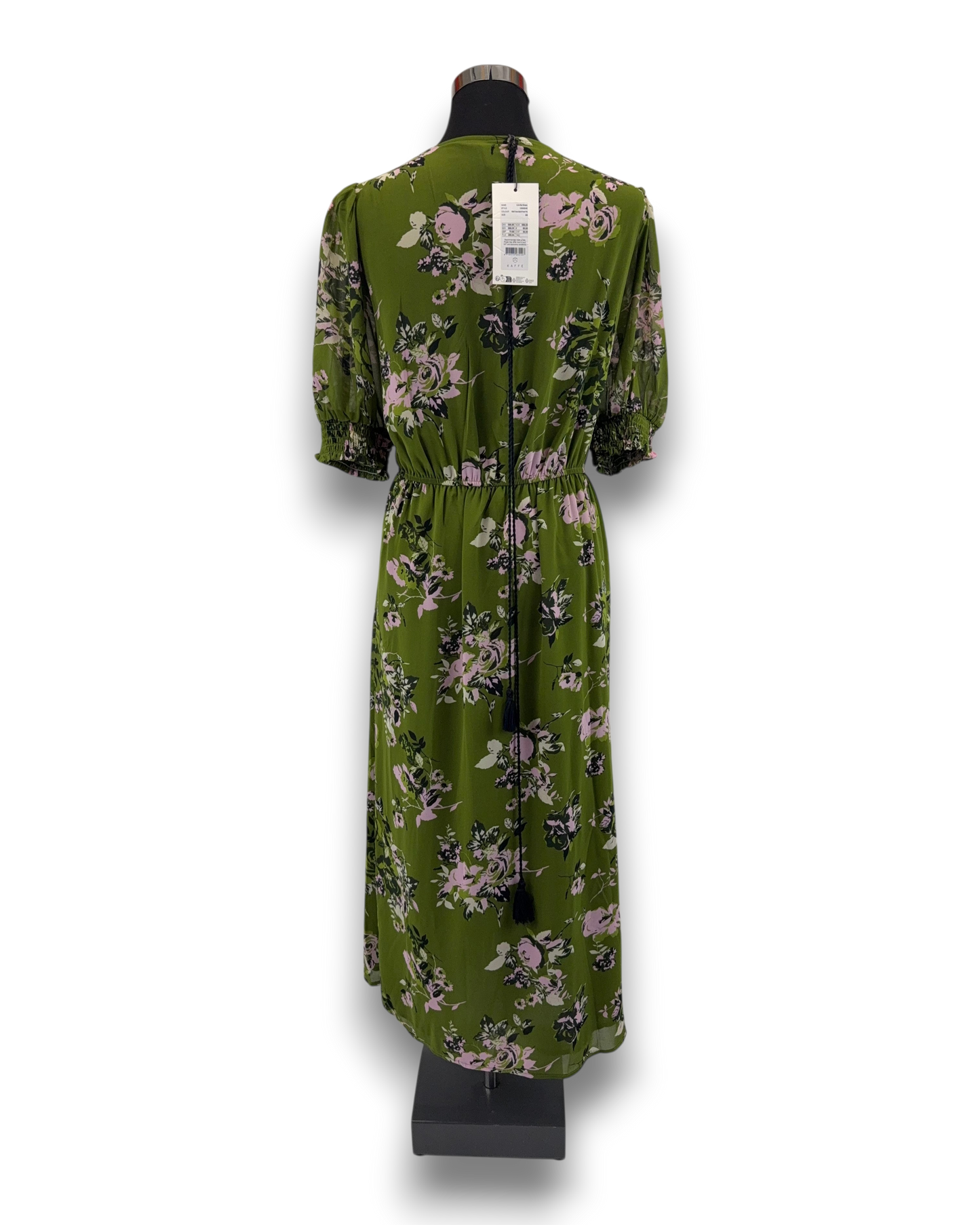 Kaffe Damen Kleid KAvita – Grün – Größe 44 Midi Kleid mit Floralem Muster
