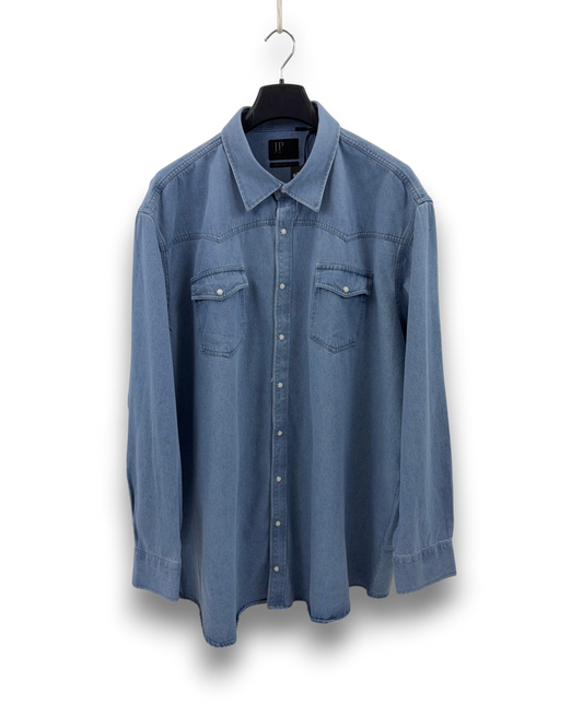 JP 1880 Herren Jeanshemd – Light Blue – Größe 5XL Modern Fit Hemd Herrenhemd
