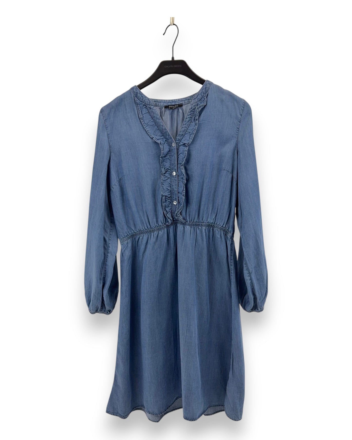 Esmara Damen Kleid in Jeansoptik Gr. 42 Blau Kleid Langarm Elastische Taille