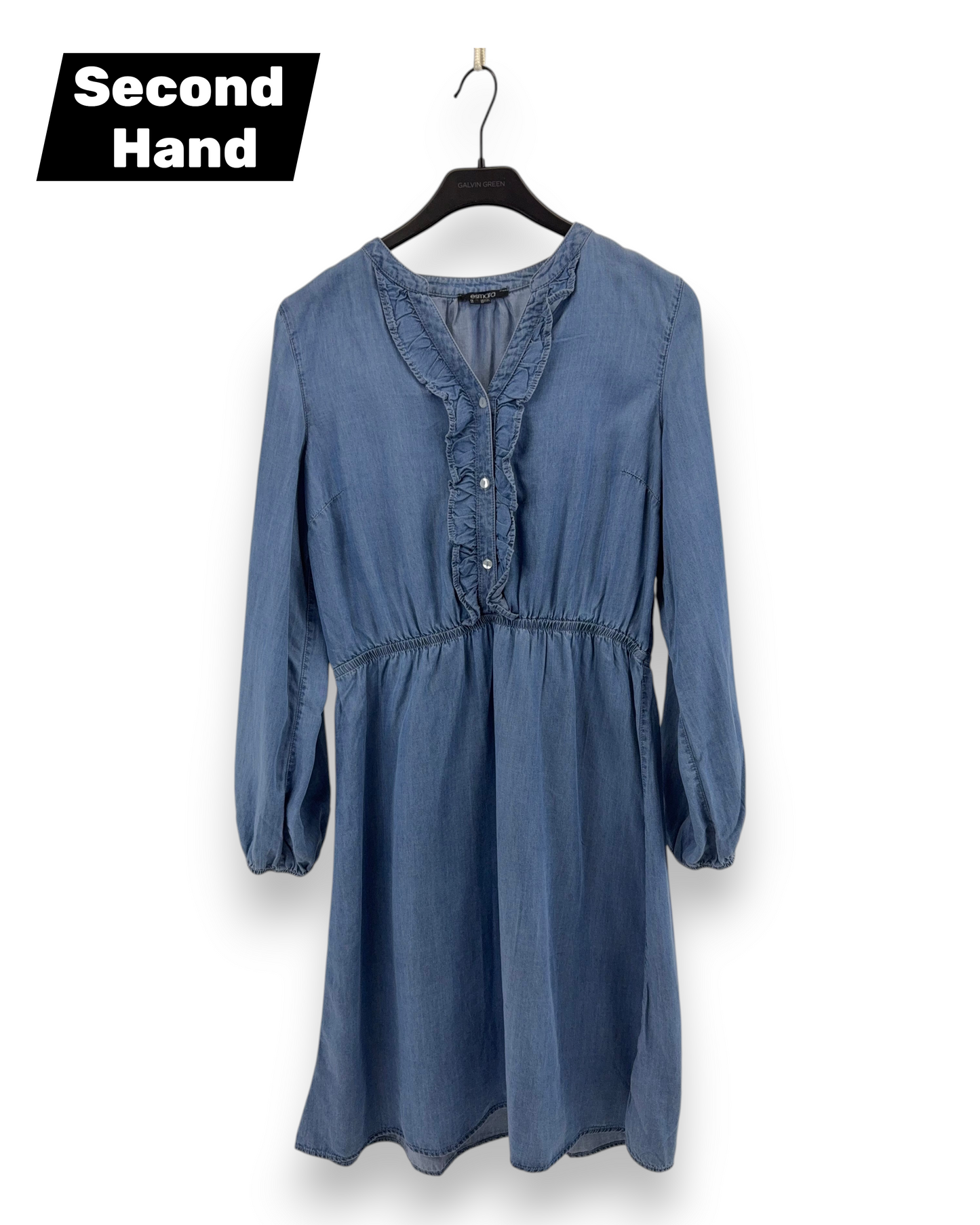 Esmara Damen Kleid in Jeansoptik Gr. 42 Blau Kleid Langarm Elastische Taille
