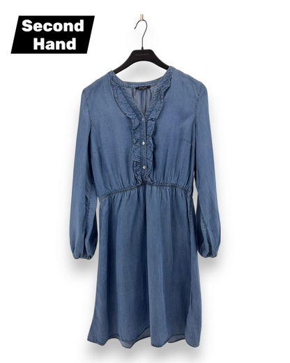 Esmara Damen Kleid in Jeansoptik Gr. 42 Blau Kleid Langarm Elastische Taille