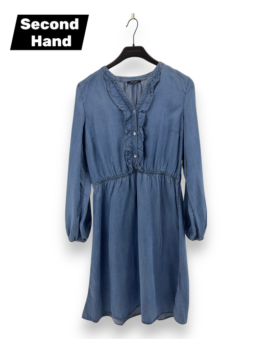 Esmara Damen Kleid in Jeansoptik Gr. 42 Blau Kleid Langarm Elastische Taille