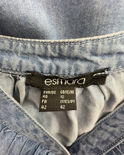 Esmara Damen Kleid in Jeansoptik Gr. 42 Blau Kleid Langarm Elastische Taille