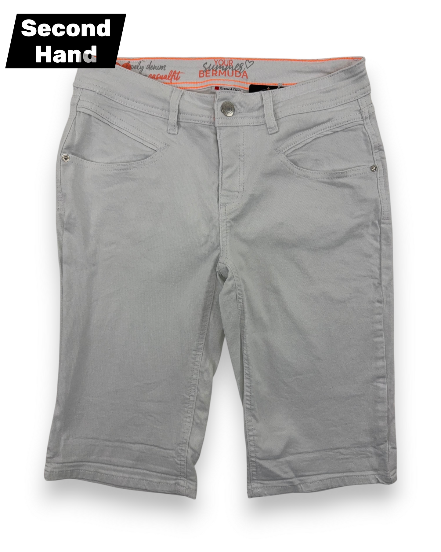 Street One Damen Capri Jeans Shorts weiß Gr. W27 Sommerhose kurze Jeans