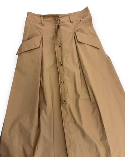 Rinascimento Damen Rock Gr. S Midirock Gonna Skirt Beige Knopfleiste Sommerrock