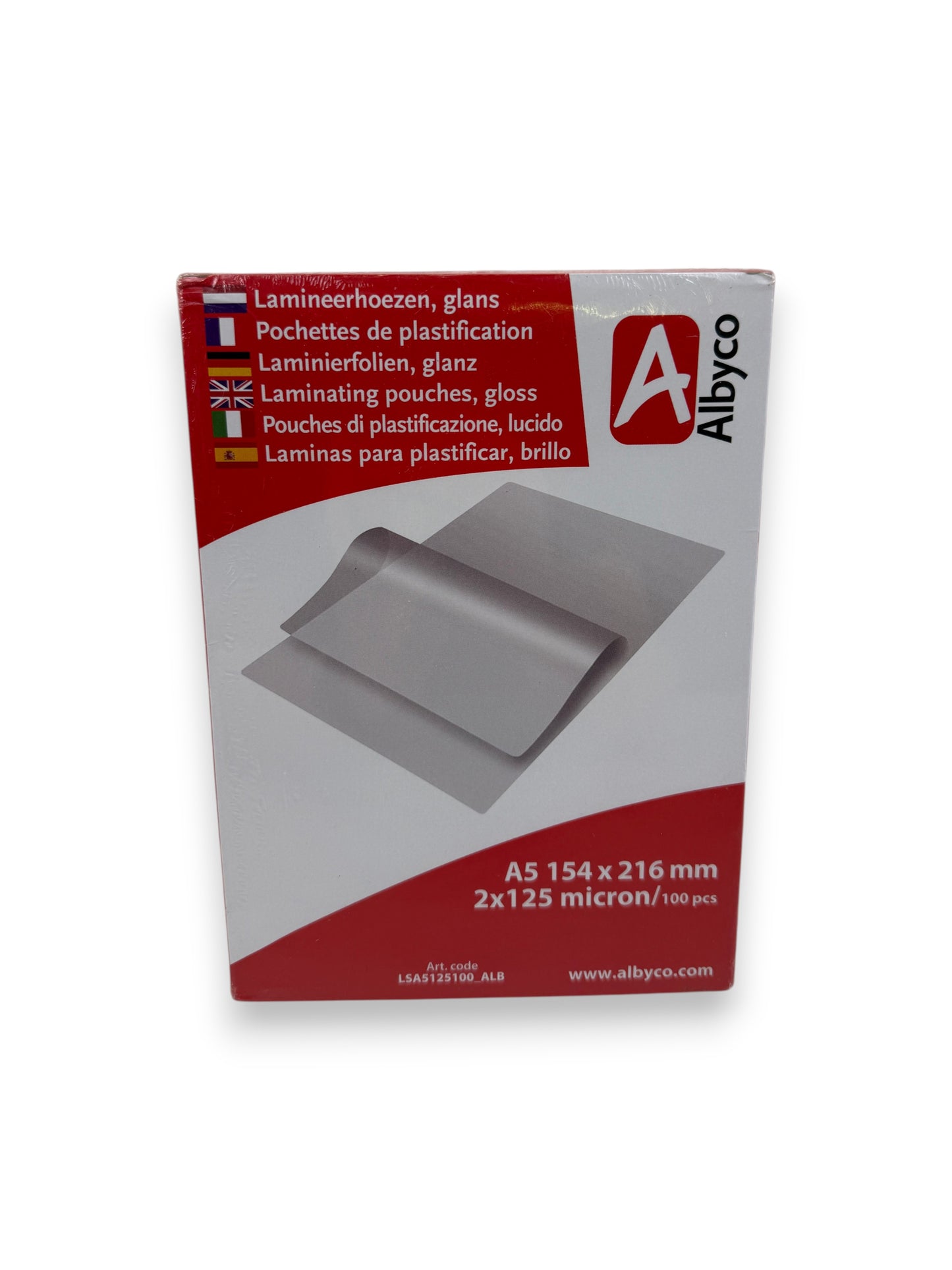 Albyco Laminierfolien A5 2x125 mic 100 Stk Laminiertaschen Glänzend 154x216 mm